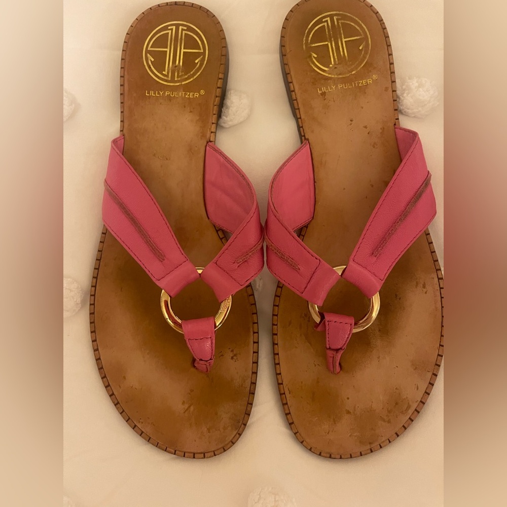 Lilly Pulitzer Vibrant Pink Sandals with Gold Accents